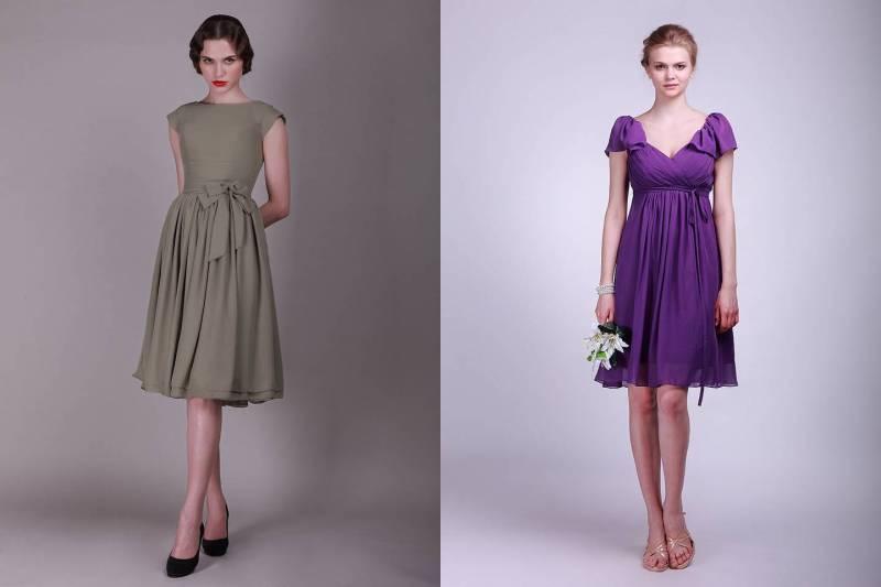 Bridesmaids, bridesmaid, dresses, purple, grey, short, knee-length, cocktail