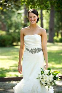 wedding dress, strapless, diamante