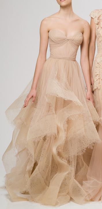 Dresses with Drama, Reem Acra, dress, nude, volume, strapless