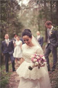 Attire. bouquet, flowers, dress, lace, peplum