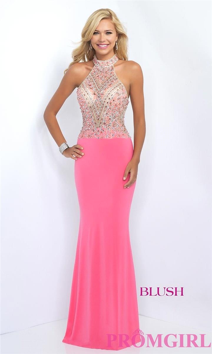 My Stuff, https://www.petsolemn.com/blush/551-beaded-high-neck-low-back-long-blush-prom-dress.html