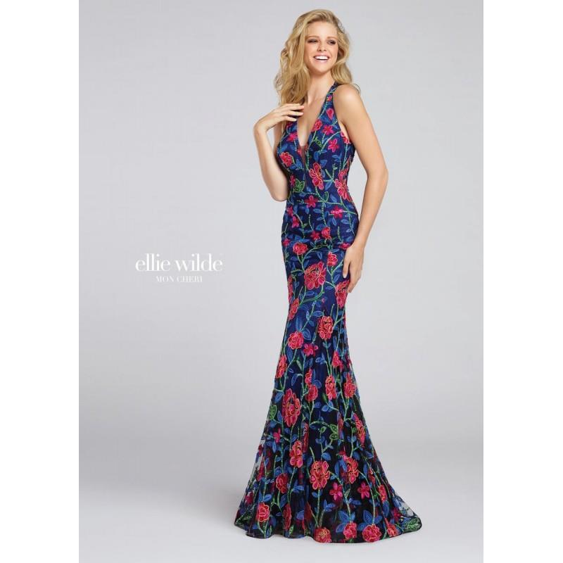 My Stuff, Navy Blue/Multi Ellie Wilde by Mon Cheri EW117087  Ellie Wilde by Mon Cheri - Elegant Even