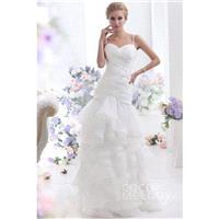 Charming Sheath-Column Spaghetti Strap Dropped Waist Sweep-Brush Train Organza Wedding Dress CWLF130