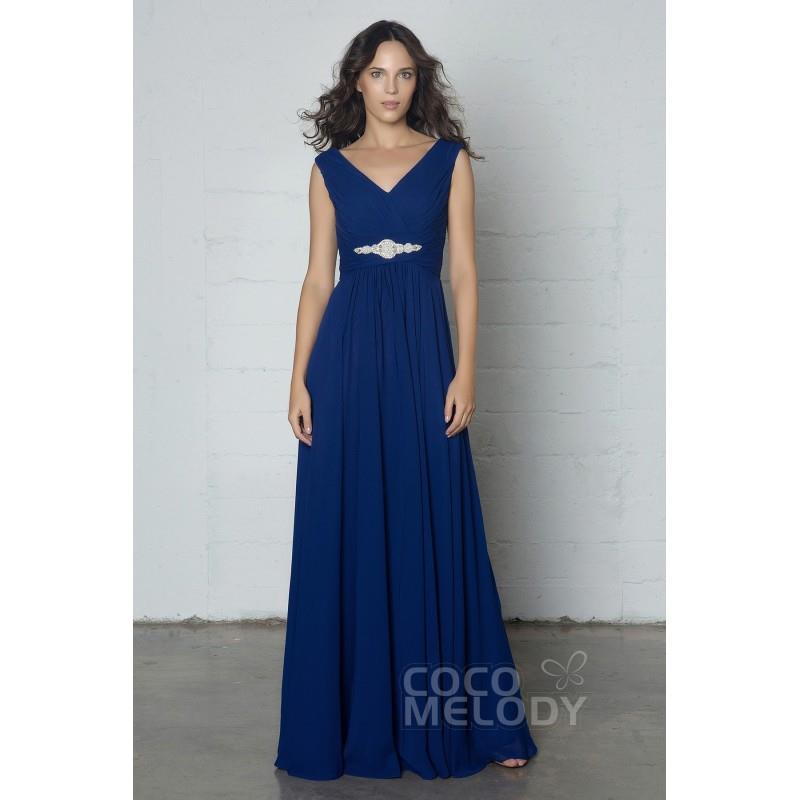 My Stuff, Hot Sale Sheath-Column V-Neck Floor Length Chiffon Bridesmaid Dress COZF14002 - Top Design