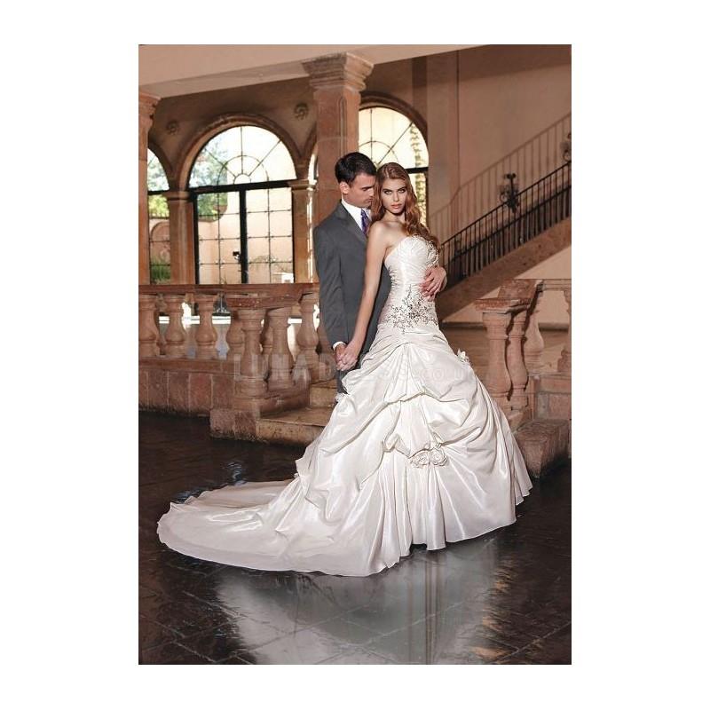 My Stuff, Faddish Floor Length A line Taffeta Strapless Bridal Gowns With Flowers - Compelling Weddi