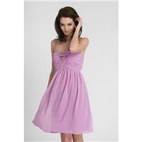 Simple A-line Sweetheart Ruching Hand Made Flowers Short/Mini Chiffon Bridesmaid Dresses - Dressesul