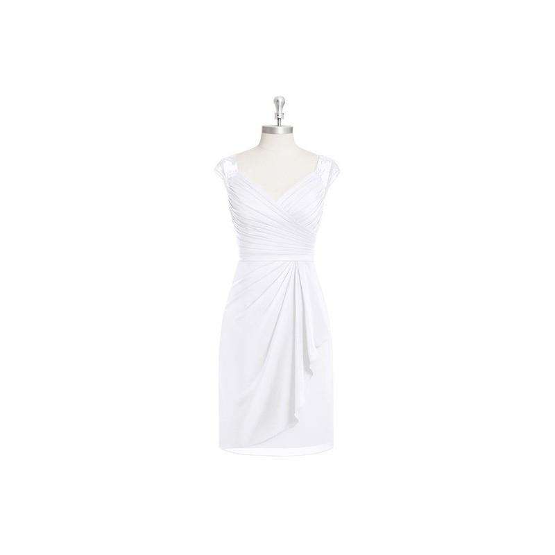 My Stuff, White Azazie Fawne - V Neck Knee Length Chiffon And Lace Illusion Dress - The Various Brid