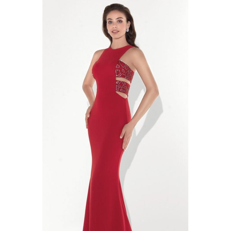 My Stuff, Red Beaded Cutout Gown by Tarik Ediz - Color Your Classy Wardrobe