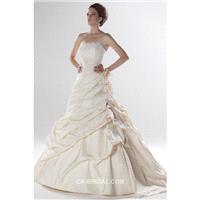 2017 Dreamy Beading A-line Strapless Sleeveless Hand-Made Flower Court Train Taffeta Wedding Dress F