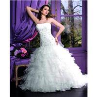 Charming A-line Strapless Beading Lace Ruching Sweep/Brush Train Organza Wedding Dresses - Dressesul