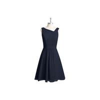 Dark_navy Azazie Hermosa - V Neck Back Zip Knee Length Chiffon Dress - The Various Bridesmaids Store