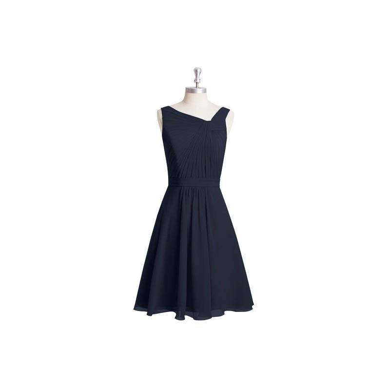 My Stuff, Dark_navy Azazie Hermosa - V Neck Back Zip Knee Length Chiffon Dress - The Various Bridesm