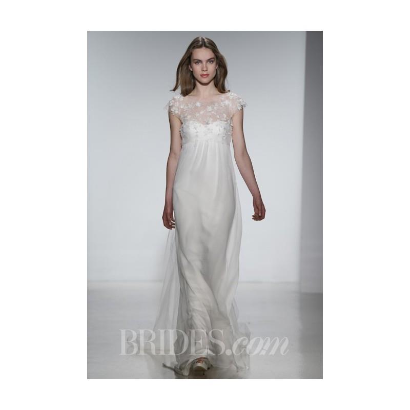 My Stuff, Christos - Spring 2014 - Miriam Silk Chiffon Empire Gown with Illusion Neckline - Stunning