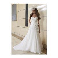 Sumptuous Floor Length Chiffon Sweetheart Natural Waist Court Train Wedding Gown - Compelling Weddin