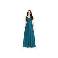 Ink_blue Azazie Britney - Keyhole Chiffon And Lace V Neck Floor Length Dress - Cheap Gorgeous Brides