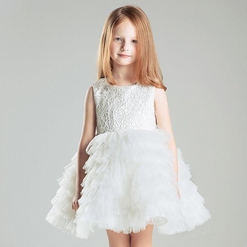 My Stuff, Layers Falbala Corrugated Lace Flower Girl Dress, Baby Girl Dress - Hand-made Beautiful Dr