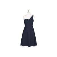 Dark_navy Azazie Brynn - Knee Length One Shoulder Chiffon Back Zip Dress - Cheap Gorgeous Bridesmaid