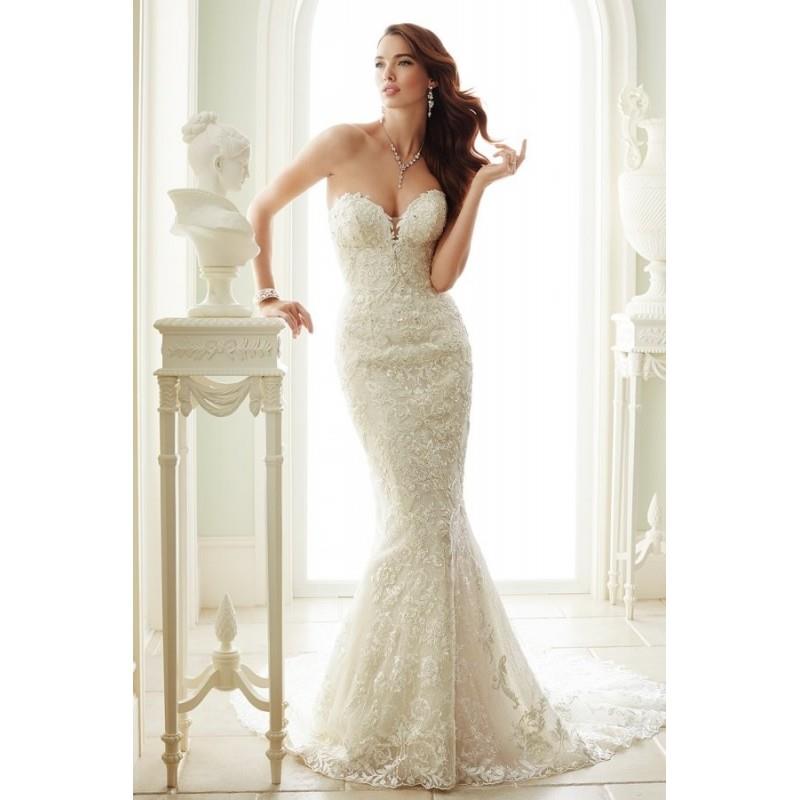 My Stuff, Style Y21671 by Sophia Tolli for Mon Cheri - Sheath Chapel Length Sleeveless LaceTulle Flo