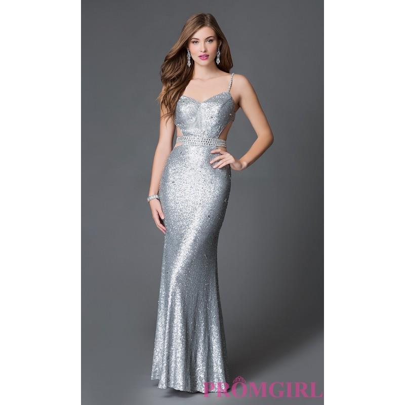 My Stuff, Long Open Back Platinum Sequin Prom Dress SSD-3381 by Swing Prom - Discount Evening Dresse