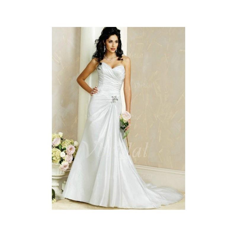 My Stuff, A-Line/Princess Sweetheart Court Train Taffeta Wedding Dress With Ruffle Beading Appliques