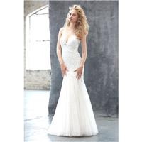 Madison James Style MJ306 by Madison James - Ivory  Champagne Lace Illusion back Floor Plunge  Illus