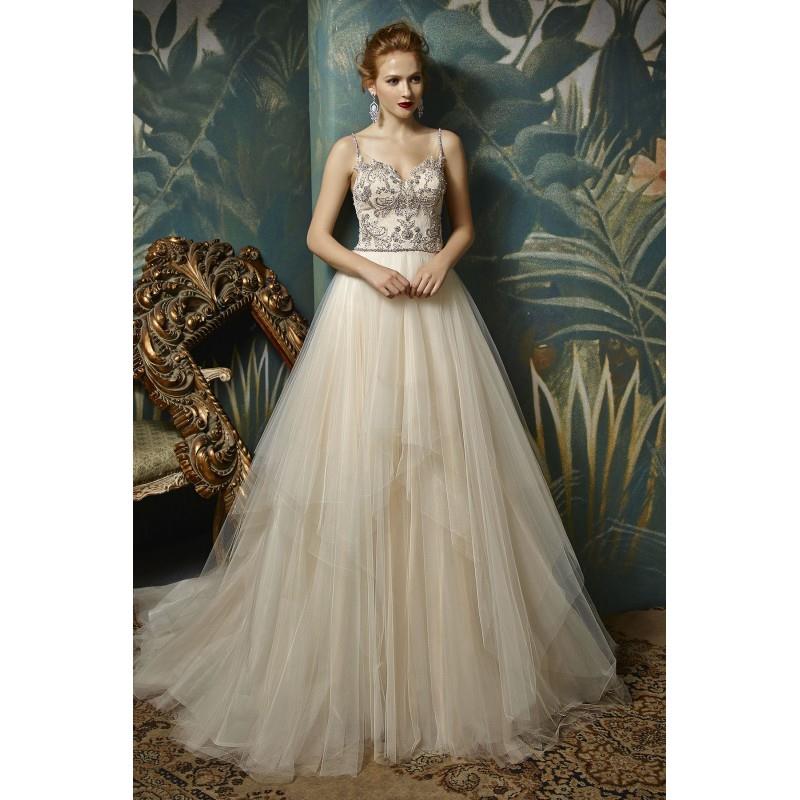 My Stuff, Enzoani Jovita by Blue by Enzoani - Taupe  Ivory Tulle Illusion back  Low Back  V-Back Flo