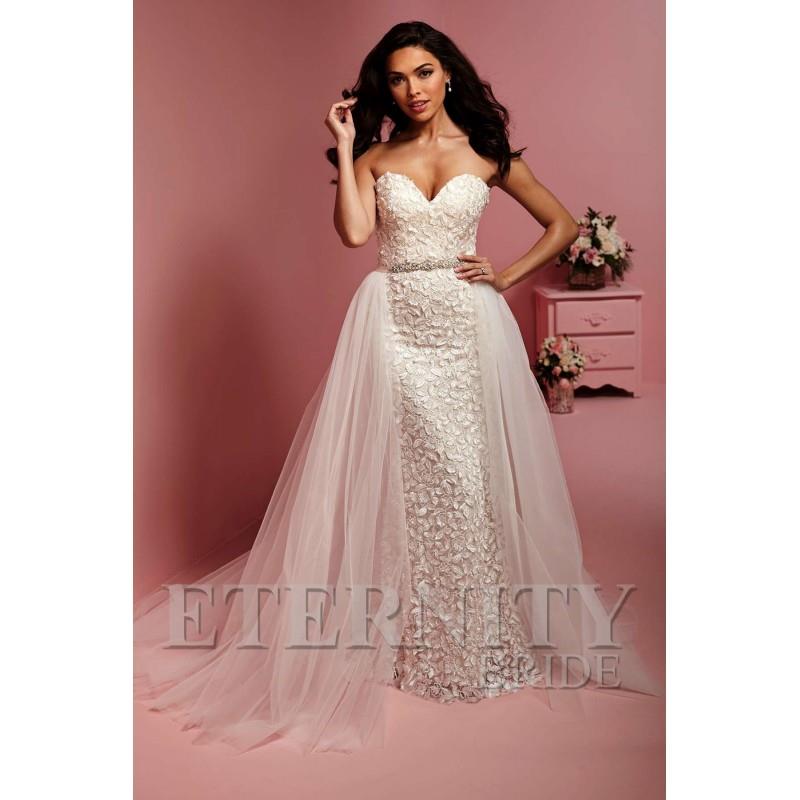 My Stuff, Style D5414 by Eternity Bride - Ivory  White  Champagne Chiffon Belt  Detachable Train Flo