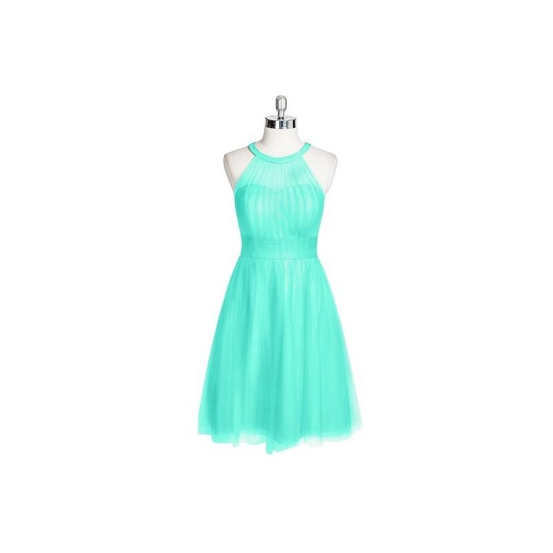 My Stuff, Spa Azazie Mackenzie - Halter Illusion Tulle Knee Length Dress - Charming Bridesmaids Stor