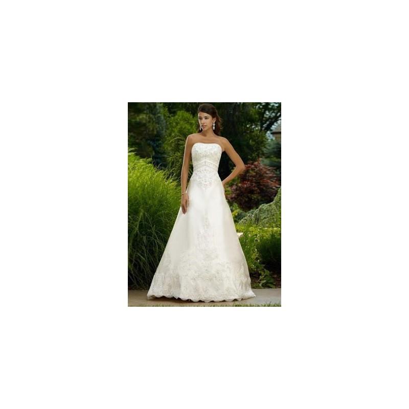 My Stuff, Elegant A-Line/Princess Strapless Chapel Train Satin Wedding Dress with Lace Beadwork In C