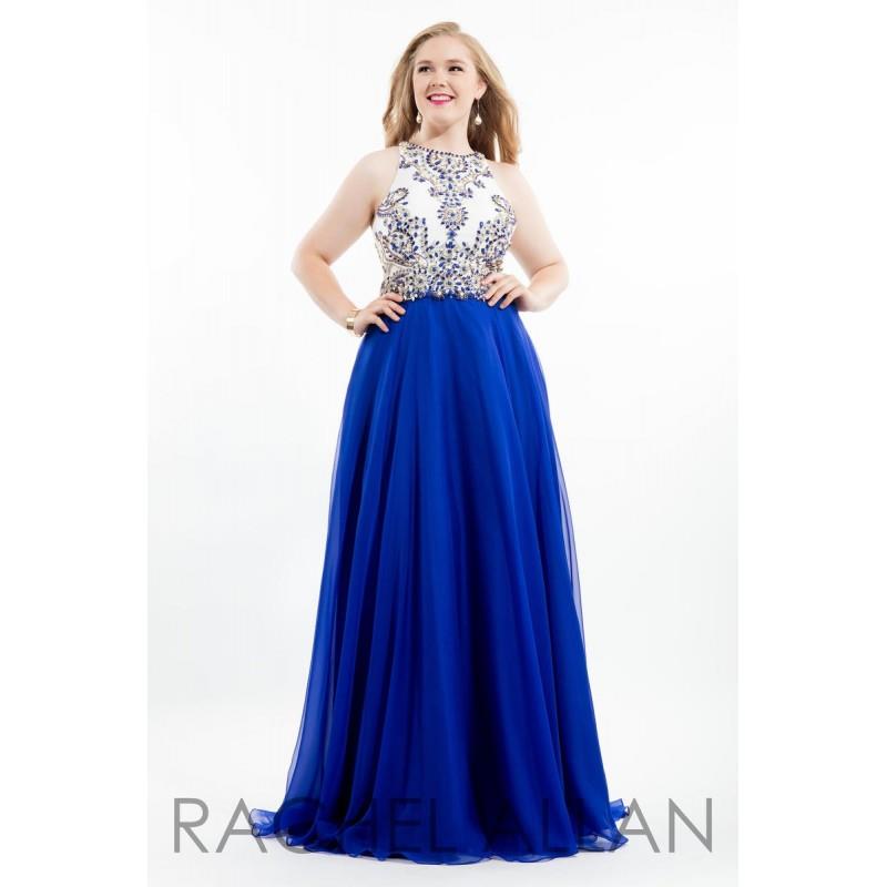 wedding, Rachel Allan Plus Size Prom 7424 White/Fuchsia,White/Royal Dress - The Unique Prom Store