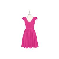 Fuchsia Azazie Kierra - Knee Length Chiffon V Neck Back Zip Dress - Cheap Gorgeous Bridesmaids Store