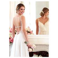 Fabulous Satin Chiffon Spaghetti Straps Neckline Sheath Wedding Dresses with Beadings & Rhinestones