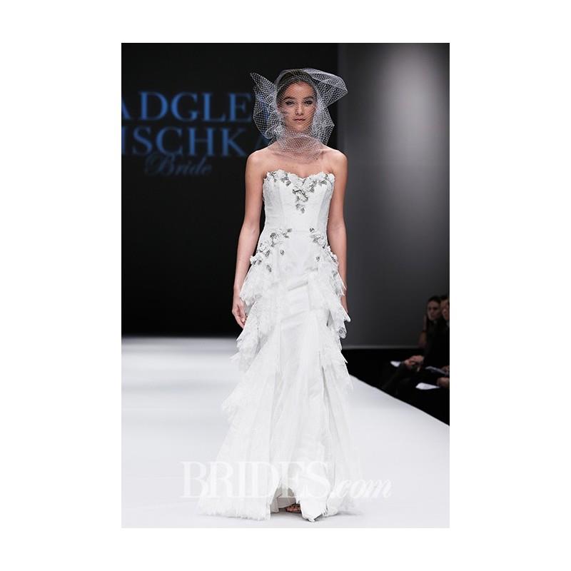 My Stuff, Badgley Mischka - Fall 2015 - Andrews Strapless Lace Tiered Sweetheart Floral Sheath Weddi