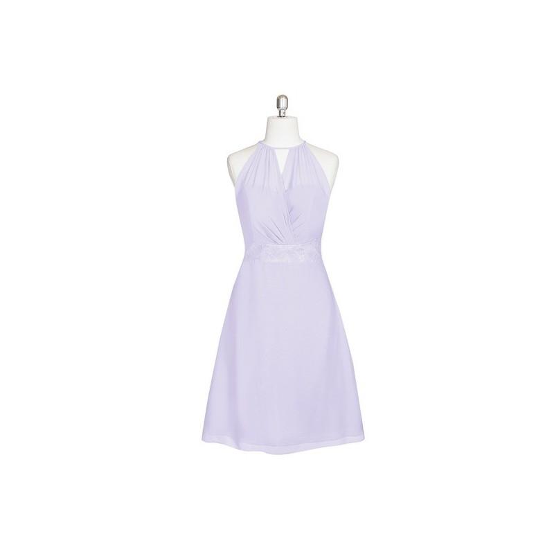 My Stuff, Lilac Azazie Karen - Chiffon Halter Bow/Tie Back Knee Length Dress - Charming Bridesmaids