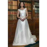 Style W437 by Alexia Bridal - Ivory  White Mikado  Satin Floor Bateau A-Line Capped Wedding Dresses