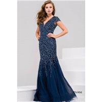 Jovani 32725 Evening Dress - Social and Evenings Jovani Long V Neck Drop Waist, Trumpet Skirt Dress