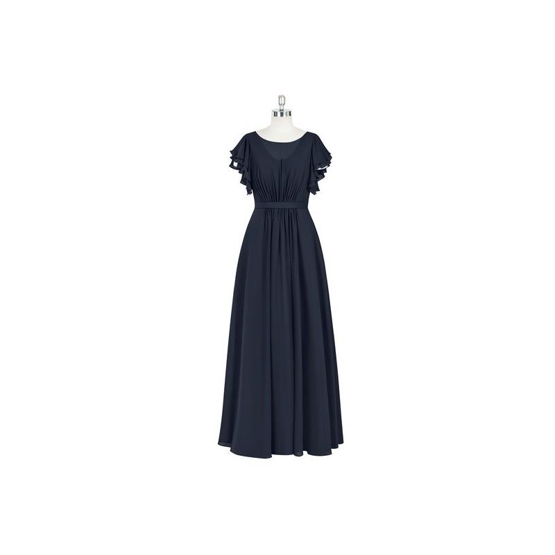 My Stuff, Dark_navy Azazie Daphne - Floor Length Chiffon Back Zip Scoop Dress - Charming Bridesmaids