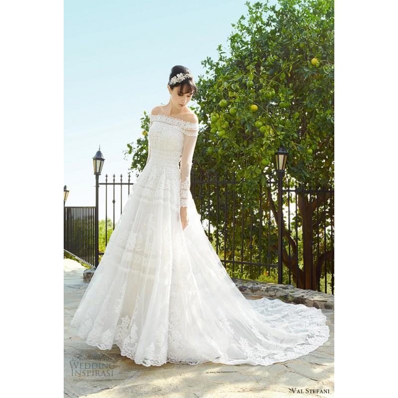 wedding, Val Stefani D8138A WISTERIA Fall/Winter 2017 Wedding Dress Elegant Cathedral Train Ball Gow