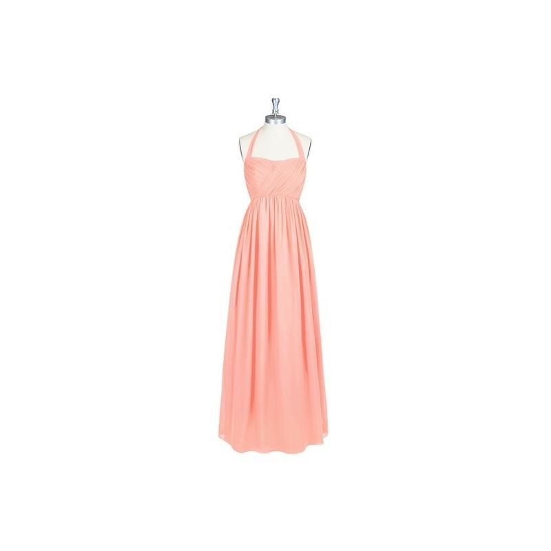 My Stuff, Coral Azazie Francesca - Bow/Tie Back Halter Floor Length Chiffon Dress - Charming Bridesm