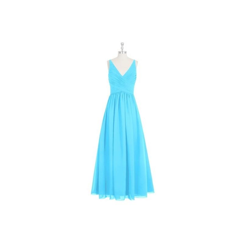 My Stuff, Pool Azazie Elaine - Chiffon Floor Length V Neck Back Zip Dress - Charming Bridesmaids Sto