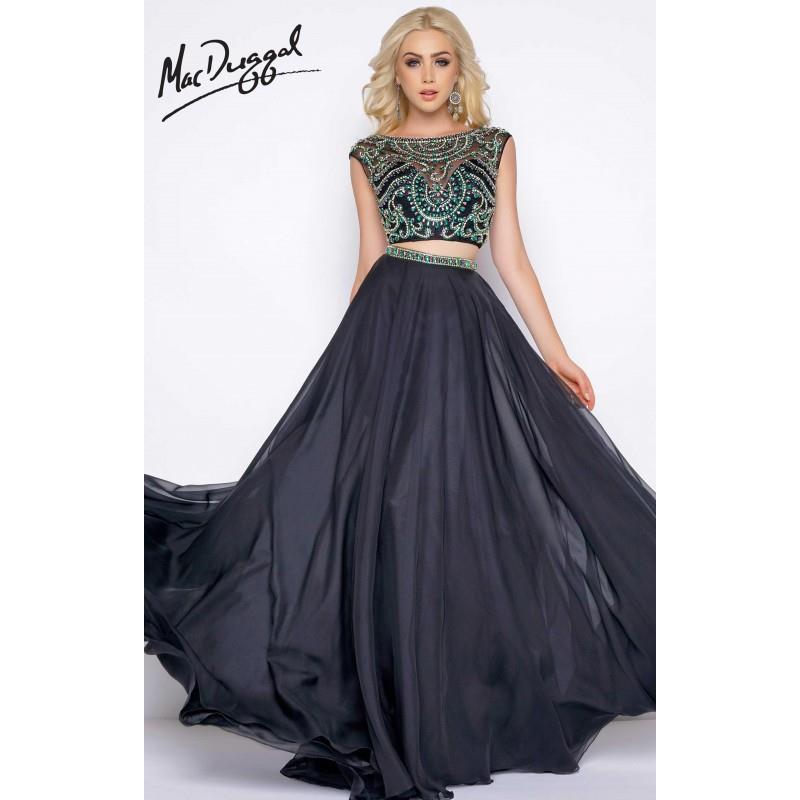 My Stuff, Black Multi Cassandra Stone 66040A - 2-piece A Line Sleeveless Long Chiffon Dress - Custom