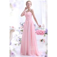 Sweet Sheath-Column Straps Sweep-Brush Train Chiffon Primrose Pink Evening Dress COZT13007 - Top Des