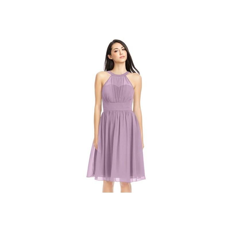 My Stuff, Wisteria Azazie Yamilet - Illusion Halter Knee Length Chiffon Dress - Charming Bridesmaids