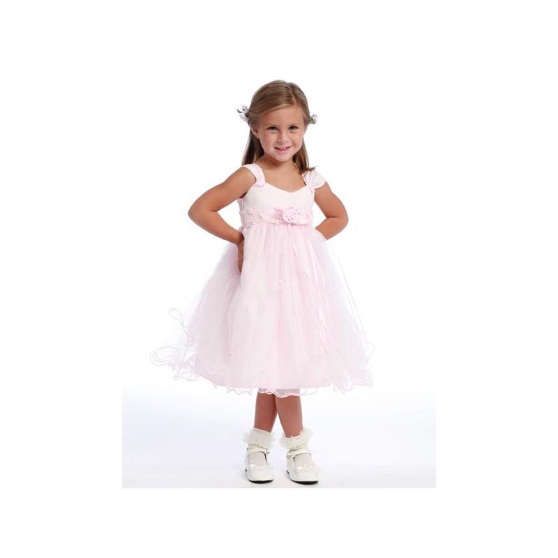 My Stuff, Pink Flower Girl Dress - Matte Satin Bodice Rose Bud Style: D680 - Charming Wedding Party