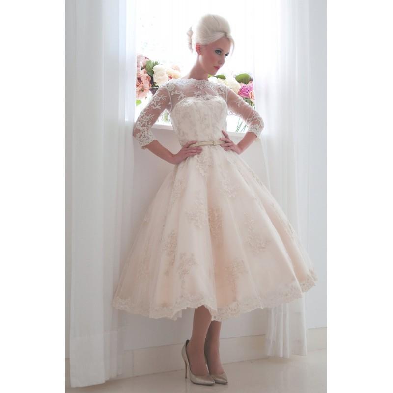 My Stuff, Mooshki Frances by House of Mooshki - Ivory  Champagne Lace  Tulle Belt  V-Back Tea High A