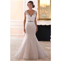 Style 6398 by Stella York - Ivory  White  Blush Lace  Tulle Belt  Low Back  V-Back Floor V-Neck Wedd