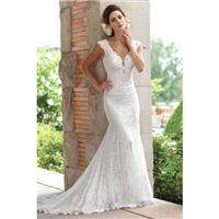 Style 117193 by Enchanting by Mon Cheri - White Lace Floor Straps  V-Neck Body-skimming Wedding Dres