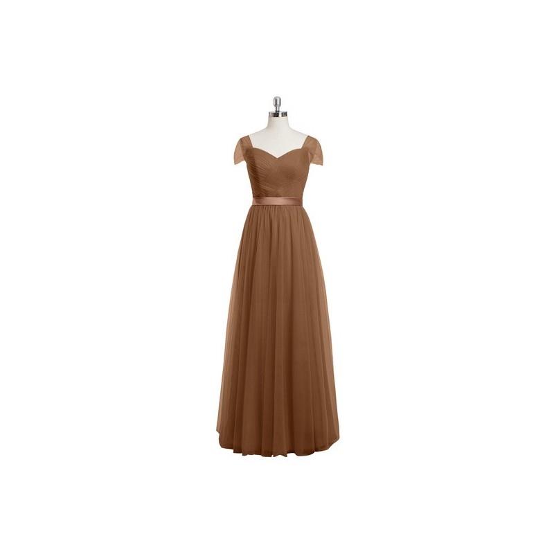 My Stuff, Brown Azazie Maureen - Sweetheart Tulle And Charmeuse Back Zip Floor Length Dress - Charmi