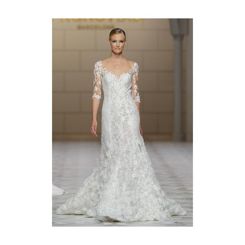 My Stuff, Pronovias - Fall 2015 - Capricornio 3/4 Sleeve Off The Shoulder Satin Lace A-line Wedding