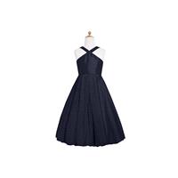 Dark_navy Azazie Calhoun JBD - Back Zip V Neck Knee Length Taffeta Dress - Cheap Gorgeous Bridesmaid